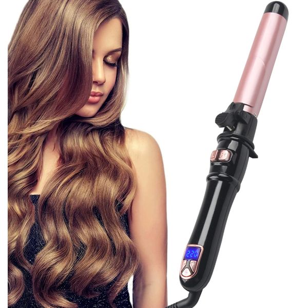 Automatischer Lockenstab, Aibeau Rotierender Lockenstab 28mm lockenstäbe Mit Temperatureinstellung, Automatic Rotating Hair Curler Wand für Sofortige Hitze und Schnelles Styling (Gold)