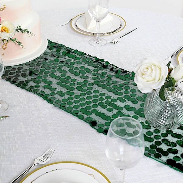 Hunter Green Large PAYETTE SEQUIN 13x108" TABLE RUNNER Wedding Decorations