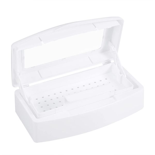 Nail Tools Sterilizer Tray, Manicure Tools Sterilizing Storage Box with Detachable Tray Self Draining Basket for Salon and Home Use