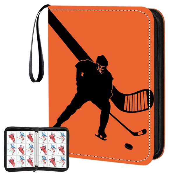 Hockey Card Binder,9-Pocket Hockey Trading Card Binder with 900 Card Sleeves Refillable Cards Album Case for Cards Collection Baseball Football Hockey Basketball Sports Cards (Hockey)