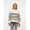 VERO MODA Female Knitted Jumper VMSABA Jumper, Birch/stripes: w black, M