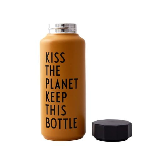Design Letters Insulated Stainless Steel Water Bottle | 500 ml | Double Walled Vacuum Flask for hot and Cold Water | Thermos Flask for Travel and Gym | BPA and BPS-Free | Mustard