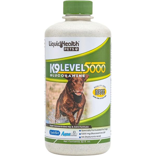 Liquid Health Dogs K9 Level 5000 - Glucosamine - Chondroitin Opti-MSM 32 oz New