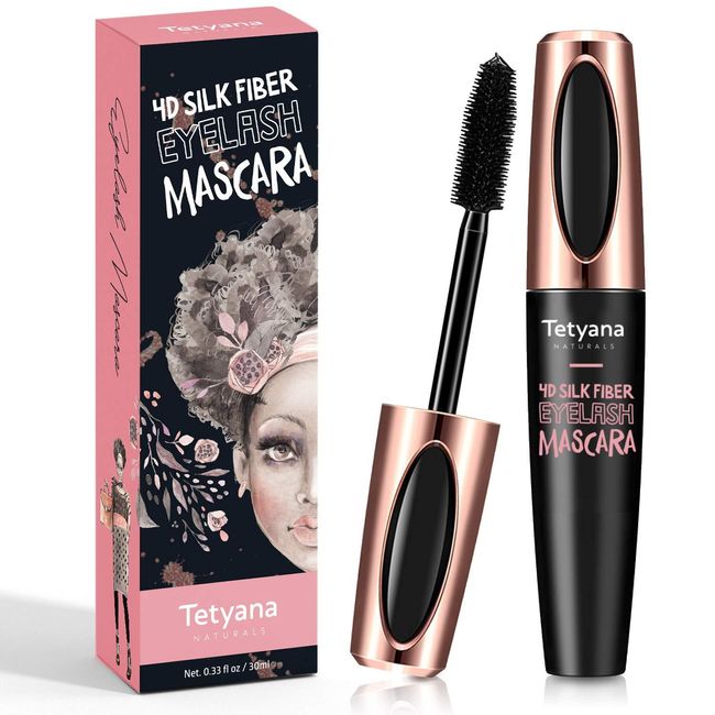 4D Silk Fiber Lash Mascara Waterproof, Luxuriously Longer, Thicker, Voluminous Eyelashes, Long-Lasting, Dramatic Extension, Smudge-proof, Hypoallergenic Formula