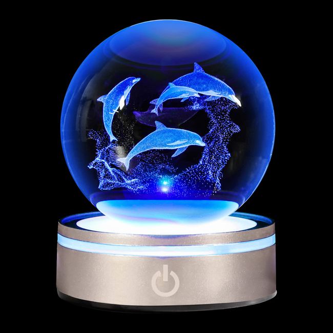 3D Crystal Ball Dolphin, LED Light, Multi Color Changing, Cute, Figurine, Stylish, Healing Goods, Atmosphere, Birthday, Gift, Night Light, Transparent Atmosphere, Cute Interior, Crystal Ball, Children, Friends, Couples, Wedding Anniversary, School Entranc