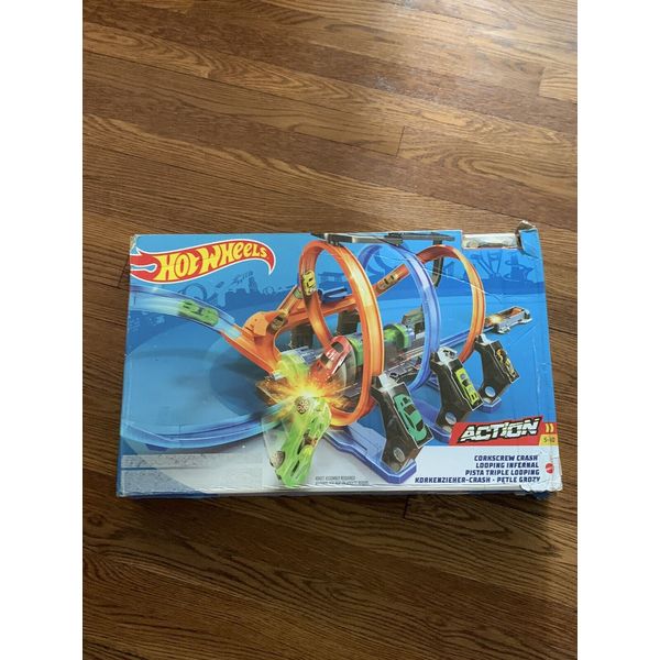 Hot Wheels Action Corkscrew Crash Looping Infernal Track Set By Mattel