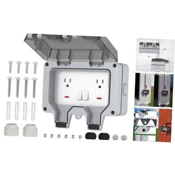 Outlet Box, IP66 Waterproof Outdoor Outlet Box, 15A 250V Exterior Lockable