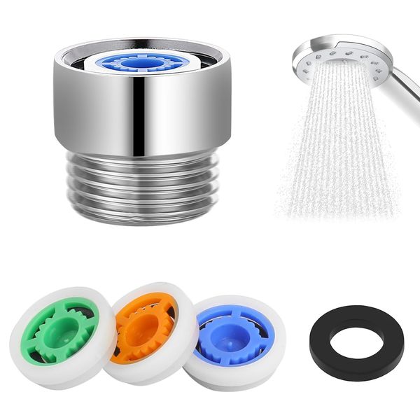 Shower Head Flow Restrictor, 4 Pieces Water Saver Adapter for Shower Head Water Flow Reducer Limiter Set Shower Flow Pressure Restrictor for Fixed Shower Head and Handheld Shower