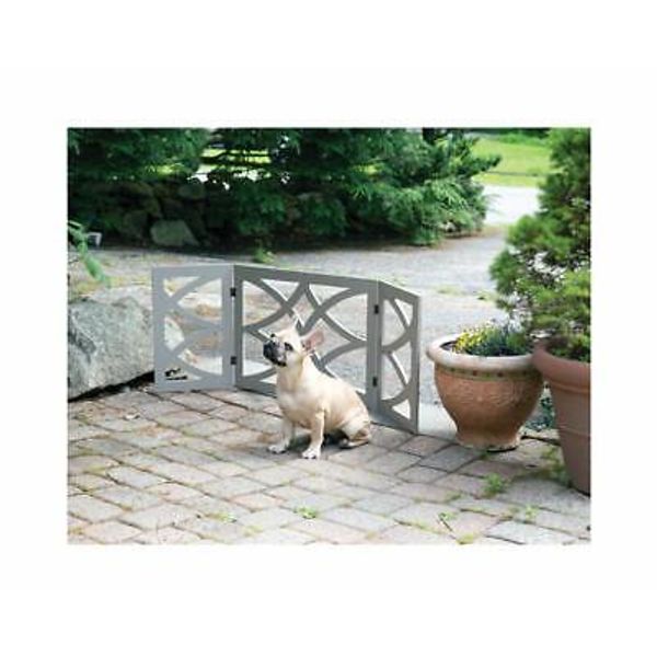 Gray Curves Design Adjustable & Folding Wooden Indoor Safety Pet Gate