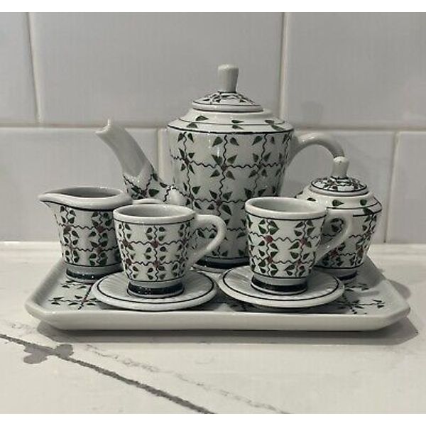 Children's 10 Piece Miniature Size Tea Set for Two, Berry Vine, By King Max