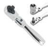 2 in 1 Drive Ratchet Handle Wrench Socket Spanner 1/4" 72T Flexi Head Flattop