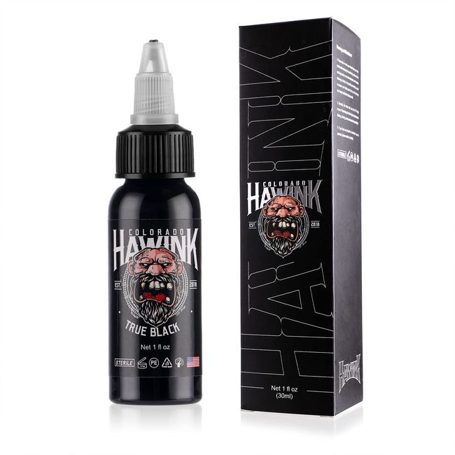 HAWINK Black Tattoo Ink 1 oz (30ml) Vegan-Friendly Standard Pigment Tattoo Supplies True Black TI203-30-001