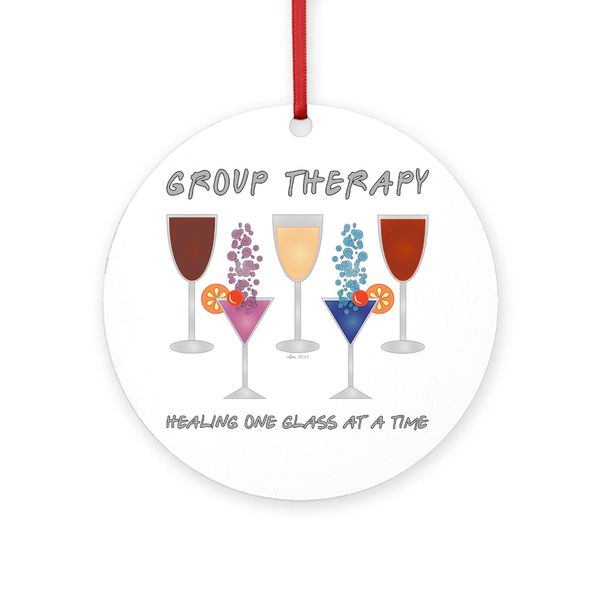 CafePress Group Therapy 4" Round MDF Wood Ornament