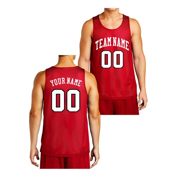 Custom Reversible Basketball Jersey - Front and Back (Adult Medium, Red)