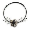 Avalaya Black/Grey Shell Flower Flex Wire Choker Necklace - Adjustable