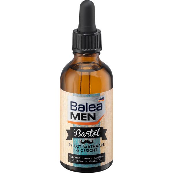 Balea MEN Beard Oil 50ml Bottle - Perfect for Everyday Style - Enriched with Sunflower, Argan, Jojoba and Almond Oil