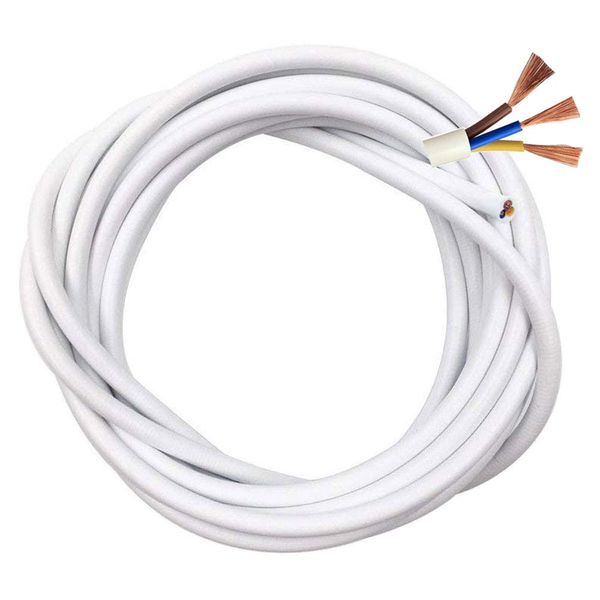 Electrical Wire/3 Core Round White PVC Mains Electrical Cable Copper Wire High Temperature Resistance 3 x 0.75 mm² Power Cable Twin and Earth Cable - 5 metre Cut Length Flexible Pond Cable