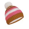 Trollkids Hallingdal Bobble Hat, Caramel Brown/Salmon Pink