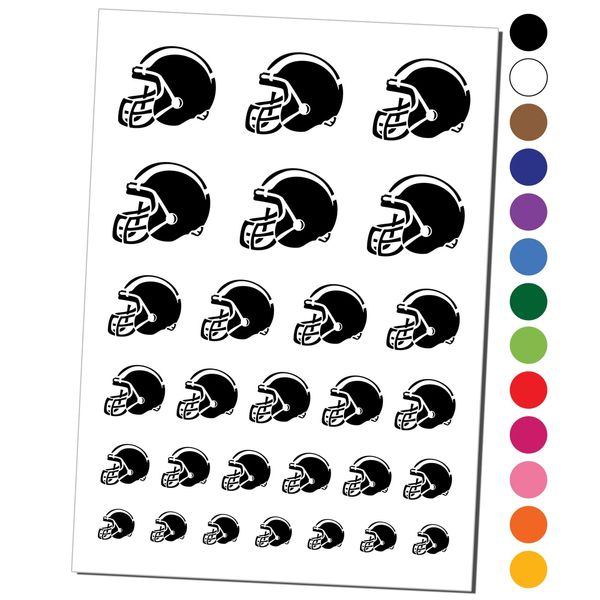 American Football Helmet Sports Temporary Tattoo Water Resistant Fake Body Art Set Collection - White (One Sheet)