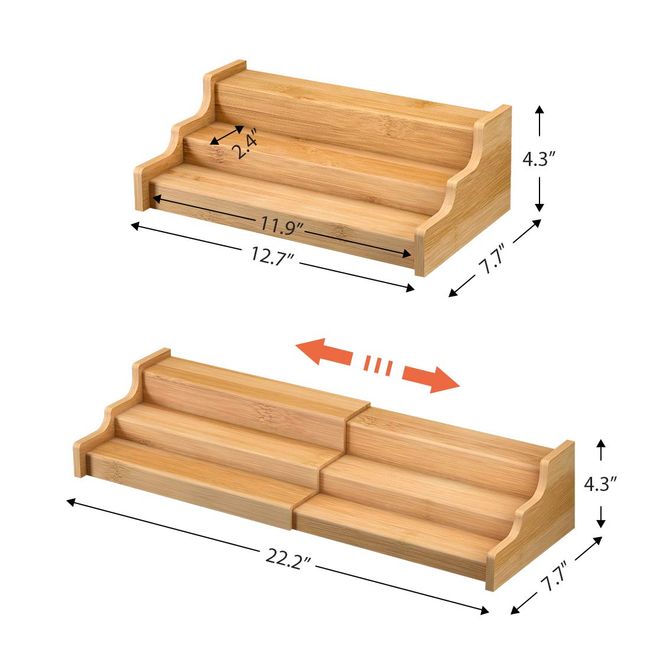 3-Tier Bamboo Expanding Spice Shelf