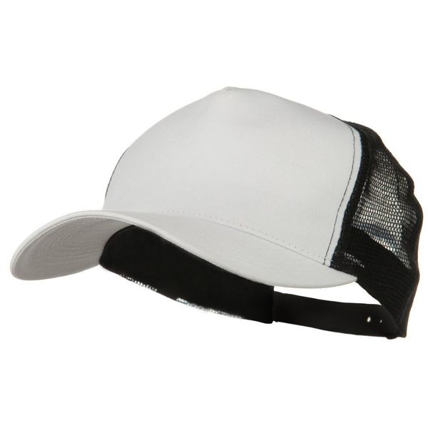e4Hats.com New Big Size Trucker Mesh Cap - White Black OSFM