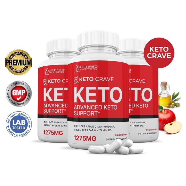 Keto Crave ACV Pills 1275 MG Stronger Than Gummies Keto Support 3 Bottle