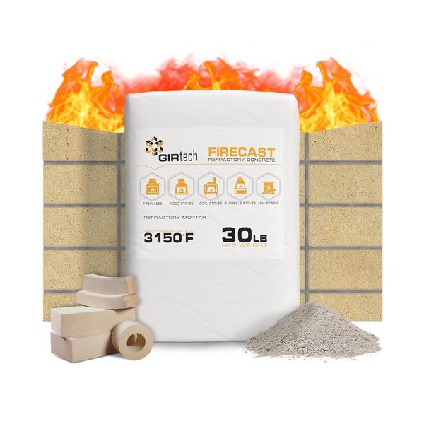 Girtech FireCast Castable Refractory Cement Mix 3110 Degree Fahrenheit 30 Lbs