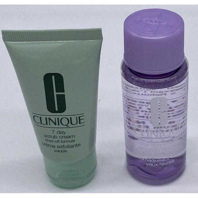 Clinique 7 Day Scrub Cream Rinse off Formula Travel Sz. 1oz & Makeup Remover