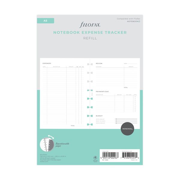 Filofax A5 Refillable Notebook Minimal Activity Planner Refill