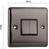 Caradok 2 Gang 2 Way Light Switch - Black Nickel