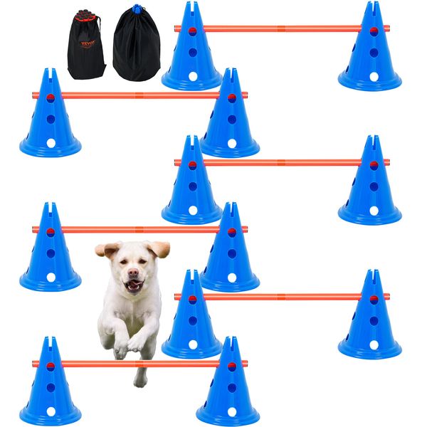 VEVOR Dog Agility Kit Jump Hurdle Cone Pets Obstacle Training Course 6 PCS Set