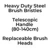 3-in-1 Weed Remover Tool Wire Brush Scraper Moss Patio Decking Block Paving Path Driveway Adjustable 140cm Handle Replaceable Heads