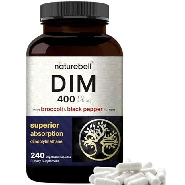 DIM (Diindolylmethane) 400mg w/ Broccoli BioPerine for Max Absorption 240 Caps