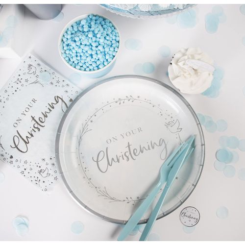 Creative Party On Your Christening Paper Dinner Plates, 23cm (9") Pack of 8 Blue