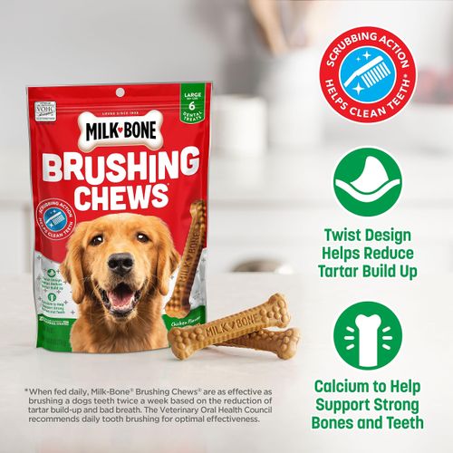 Milk-Bone Original Brushing Chews 25 Large Daily Dental Dog Treats