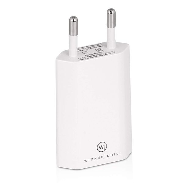 Wicked Chili Pro Series Netzteil - Ultra Slim - USB Adapter für Handy, Tablet, eBook Reader, Smartphone (1000 mA, 100-240V, weiß/White)