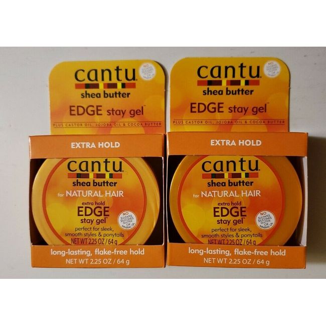 (Lot of 2) Cantu Shea Butter Natural Hair Edge Stay Gel, Extra Hold 2.25 oz. Ea.