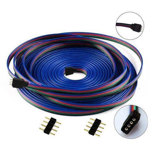 LitaElek 10m 4 Pin RGB LED Tape Extension Cable for RGB LED Connector Wire SMD 5050 3528 2835 RGB LED Strip Light 2x 4PIN Male Connector (10m)