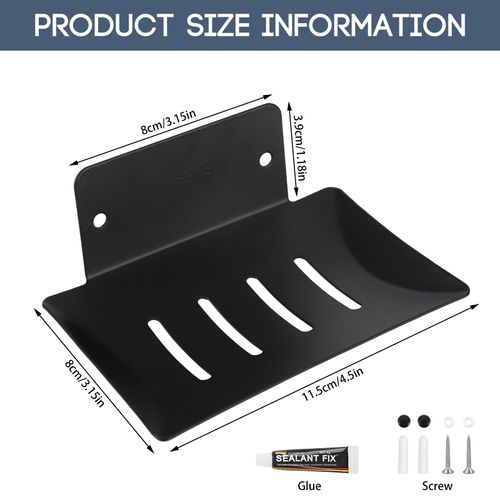 Soap Dishes 2 pcs Wall Mount Stainless Steel,No Drilled Soap Holder for Shower Wall,Suitable for bathrooms and Kitchens,Black