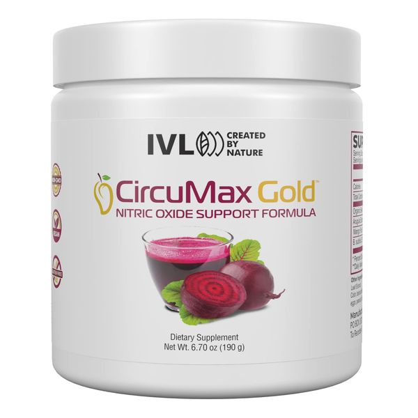 IVL - CircuMax Gold - Nitric Oxide Supplement Powder Boost - Organic Beets - Beetroot Powder Supplement - Careflow Mango Powder and Nitro Rocket - Workout Energy Level (6.70 oz - 30 Servings)