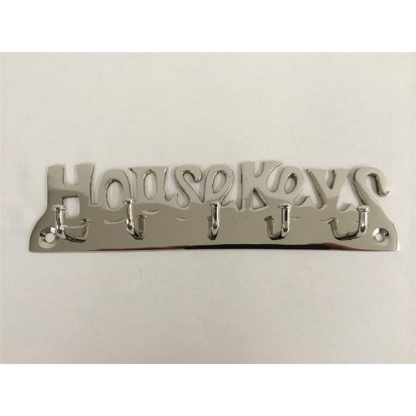 Chattels Shiny Nickel Plated Solid Brass House Keys Key Hook 5 Hooks Wall Mounted Holder Rack Including fixings
