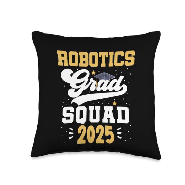 Robotics Grad Squad 2025 Matching Senior Graduation 25 Throw Pillow