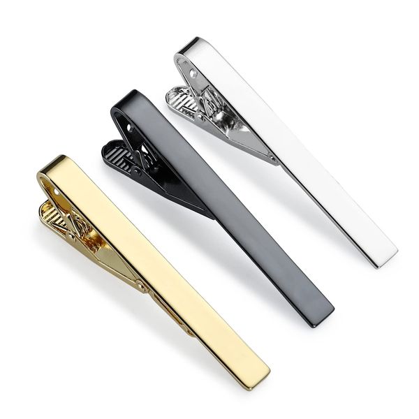 JIPIMON Tie Clip 3 Pcs Black Silver Gold Classic Tie Clips for Men Suitable for Wedding Anniversary Business Father's Day Gifts and Daily Life (classic style)