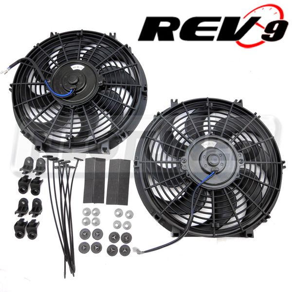 2x 12″ inch Universal Slim Fan Push Pull Electric Radiator Cooling S Blade Kit