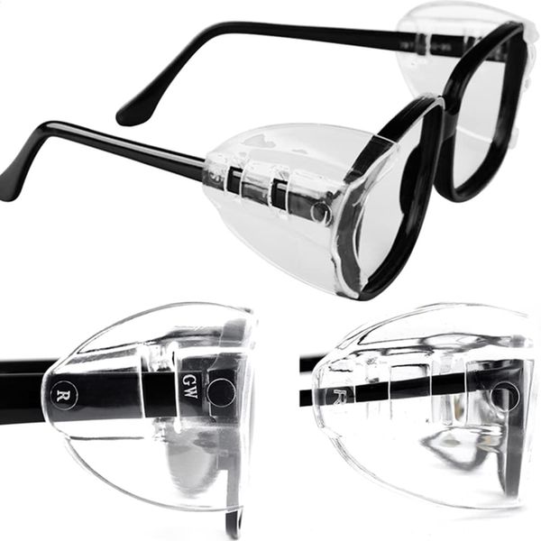 [XIXIAN] Hay Fever Glasses Size, Dustproof, Pollen Protection, Side Shield Wings for Metal Frame Protective Glasses [4 Pieces] L/S (L)