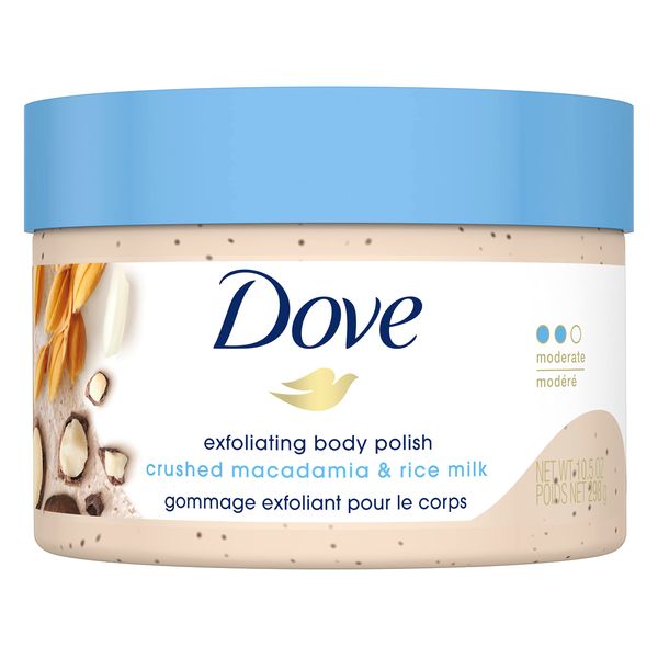 Dove Scrub Macadamia & Rice Milk Reveals Visibly Smoother Skin Body Scrub That Nourishes Skin 10.5 oz
