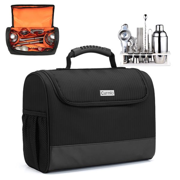 CURMIO Bartender Bag Cocktail Set Storage Carrying Case (Bag Only) Black