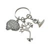 Psychologist or Neuroscientist Appreciation Keychain with Brain Charm, Neuron & Microscope Charm