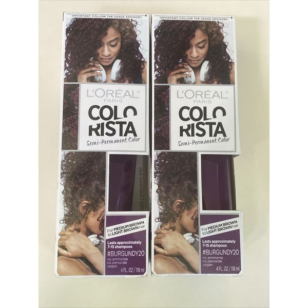 2 L'Oreal ColoRista Semi-Permanent Temporary Hair Color Burgundy    #20