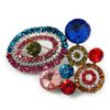 Multicoloured Diamante Cluster Brooch (Silver Tone)